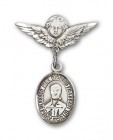 Pin Badge with Blessed Pier Giorgio Frassati Charm and Angel with Smaller Wings Badge Pin