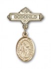 Pin Badge with St. Gabriel the Archangel Charm and Godchild Badge Pin