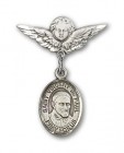 Pin Badge with St. Vincent de Paul Charm and Angel with Smaller Wings Badge Pin