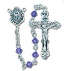 4mm Tanzanite Crystal Swarovski Bead Rosary in Sterling Silver