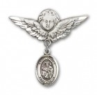 Pin Badge with St. James the Greater Charm and Angel with Larger Wings Badge Pin
