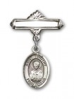 Pin Badge with St. Timothy Charm and Polished Engravable Badge Pin