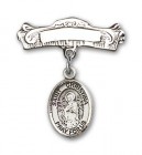 Pin Badge with St. Christina the Astonishing Charm and Arched Polished Engravable Badge Pin