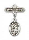 Pin Badge with St. John Licci Charm and Godchild Badge Pin