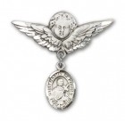 Pin Badge with St. Martin de Porres Charm and Angel with Larger Wings Badge Pin
