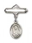 Pin Badge with St. Martha Charm and Polished Engravable Badge Pin