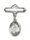 Pin Badge with St. Perpetua Charm and Polished Engravable Badge Pin
