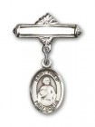 Pin Badge with St. Philip the Apostle Charm and Polished Engravable Badge Pin