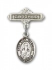Pin Badge with St. Basil the Great Charm and Godchild Badge Pin