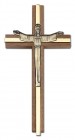Contemporary Risen Christ Wall Cross in Walnut and Metal Inlay 6"