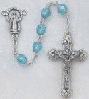 March Birthstone Rosary (Aqua) - Silver Oxidized