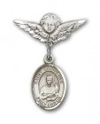 Pin Badge with St. Lawrence Charm and Angel with Smaller Wings Badge Pin