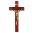 Dark Cherry Wall Crucifix with Bowed Head - 12 inch