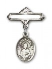Pin Badge with St. Leo the Great Charm and Polished Engravable Badge Pin