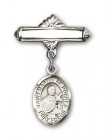 Pin Badge with St. Martin de Porres Charm and Polished Engravable Badge Pin