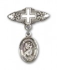 Pin Badge with St. Christopher Charm and Badge Pin with Cross