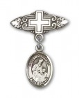 Pin Badge with St. Ambrose Charm and Badge Pin with Cross