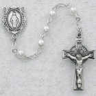 Irish Faux Pearl Rosary with Celtic Crucifix
