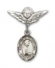 Pin Badge with St. Pio of Pietrelcina Charm and Angel with Smaller Wings Badge Pin