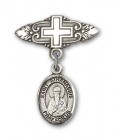 Pin Badge with St. Athanasius Charm and Badge Pin with Cross