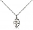 Small Cut-Out Oval Cross and Crucifix Pendant