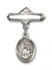 Pin Badge with Our Lady of Consolation Charm and Polished Engravable Badge Pin