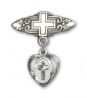 Pin Badge with Cross Charm and Badge Pin with Cross