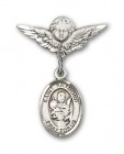 Pin Badge with St. Raymond Nonnatus Charm and Angel with Smaller Wings Badge Pin