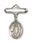 Pin Badge with St. Anthony of Egypt Charm and Polished Engravable Badge Pin