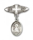 Pin Badge with St. Bridget of Sweden Charm and Badge Pin with Cross