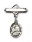 Pin Badge with St. Josemaria Escriva Charm and Polished Engravable Badge Pin