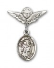 Pin Badge with St. Augustine Charm and Angel with Smaller Wings Badge Pin