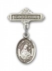Pin Badge with St. Gertrude of Nivelles Charm and Godchild Badge Pin
