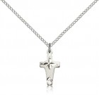 Small Wide Edge Cross Necklace