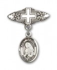 Pin Badge with St. Madeline Sophie Barat Charm and Badge Pin with Cross