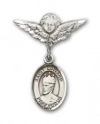 Pin Badge with St. Edward the Confessor Charm and Angel with Smaller Wings Badge Pin