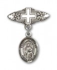 Pin Badge with St. Deborah Charm and Badge Pin with Cross