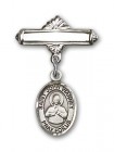 Pin Badge with St. John Vianney Charm and Polished Engravable Badge Pin