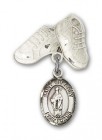 Pin Badge with St. Gregory the Great Charm and Baby Boots Pin