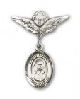 Pin Badge with St. Louise de Marillac Charm and Angel with Smaller Wings Badge Pin