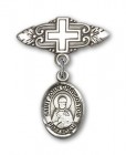 Pin Badge with St. John Chrysostom Charm and Badge Pin with Cross