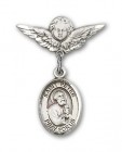 Pin Badge with St. Peter the Apostle Charm and Angel with Smaller Wings Badge Pin