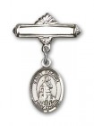 Pin Badge with St. Rachel Charm and Polished Engravable Badge Pin