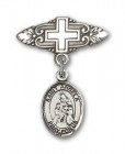 Pin Badge with St. Angela Merici Charm and Badge Pin with Cross