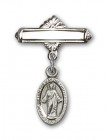 Pin Badge with Scapular Charm and Polished Engravable Badge Pin