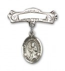 Pin Badge with St. Joseph of Arimathea Charm and Arched Polished Engravable Badge Pin