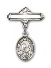 Pin Badge with St. Bernard of Montjoux Charm and Polished Engravable Badge Pin