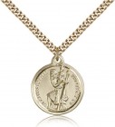 Textured Border St. Christopher Necklace - Nickel Size