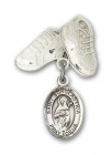 Pin Badge with St. Scholastica Charm and Baby Boots Pin