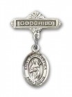 Pin Badge with St. Scholastica Charm and Godchild Badge Pin